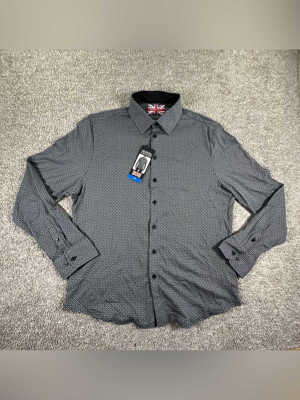 Modern English Men's Long Sleeve Button Up Shirt Size Large Geometric Print NWT